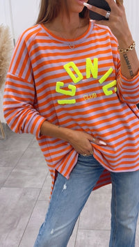 Iconic Langarm Streifen Shirt / orange - flieder - neon gelb Art.15647