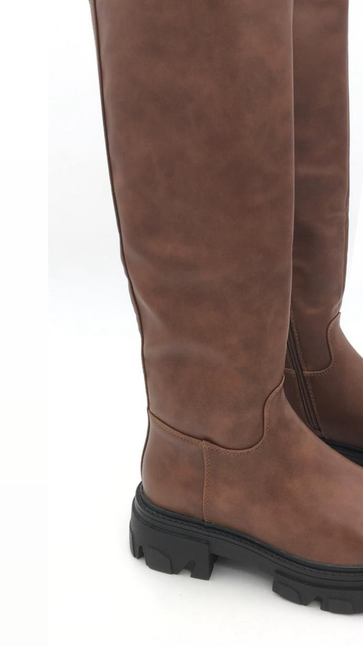 Lederimitat Stiefel " D-56 " / camel Art. 12813