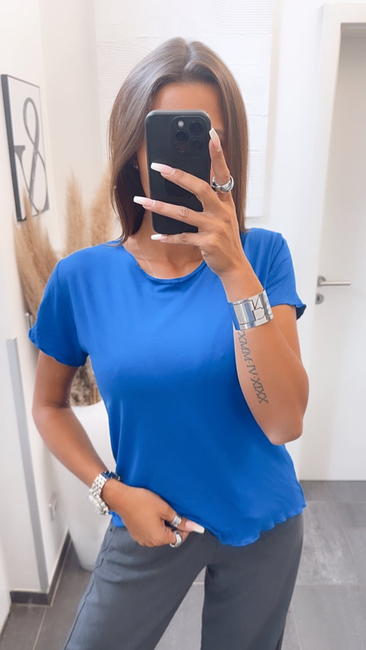 T-shirt mit Roll Saum / royal blau Art. 7384