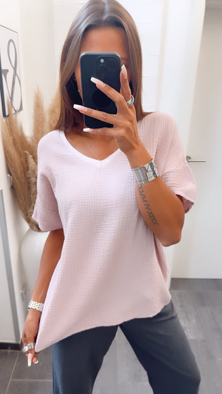 Musselin T-shirt, weiter Schnitt / zart rosa Art. 6793