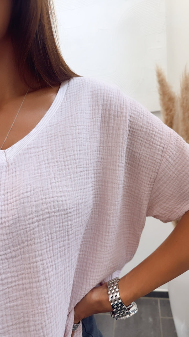 Musselin T-shirt, weiter Schnitt / zart rosa Art. 6793
