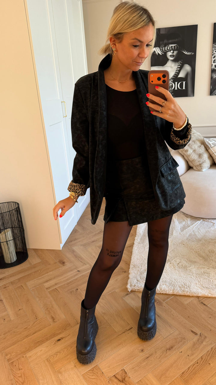 SMOKE LEDEROPTIK Hosenrock , Schimmeroptik / schwarz Art. 12888