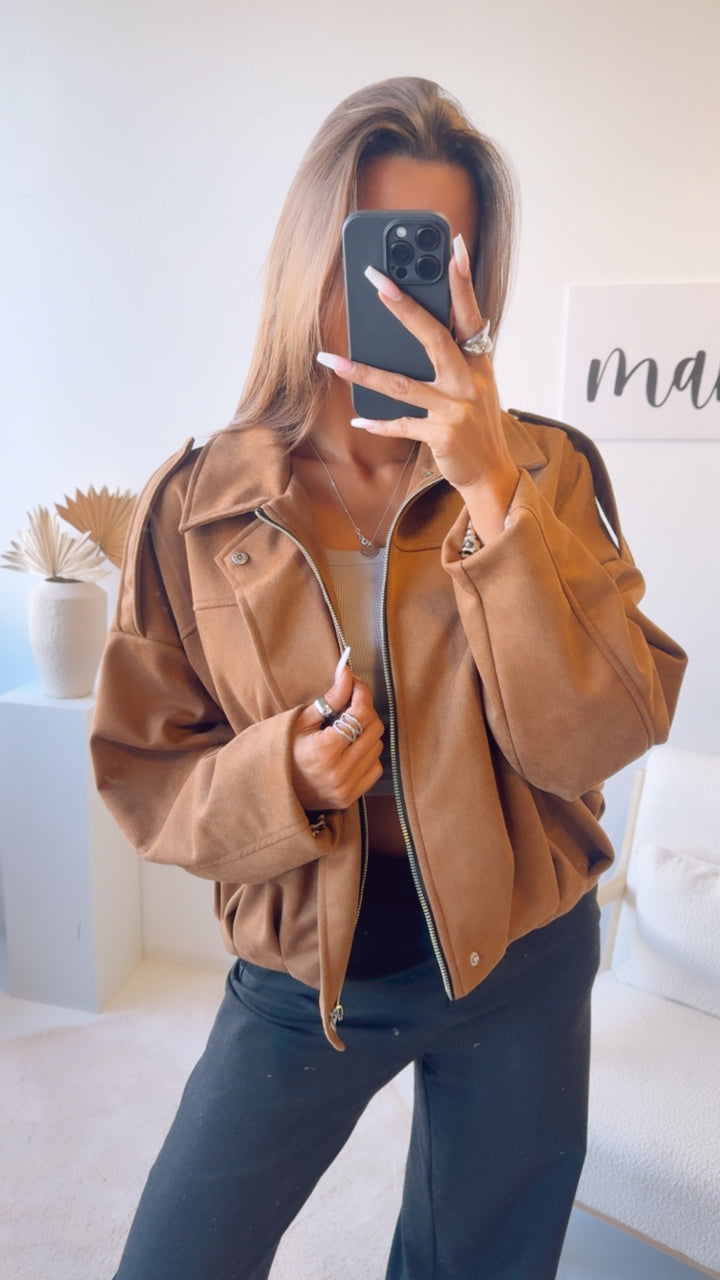 TREND Loose Fit Jacke in Velours Optik, Leo Akzente / Camel Art. 12910