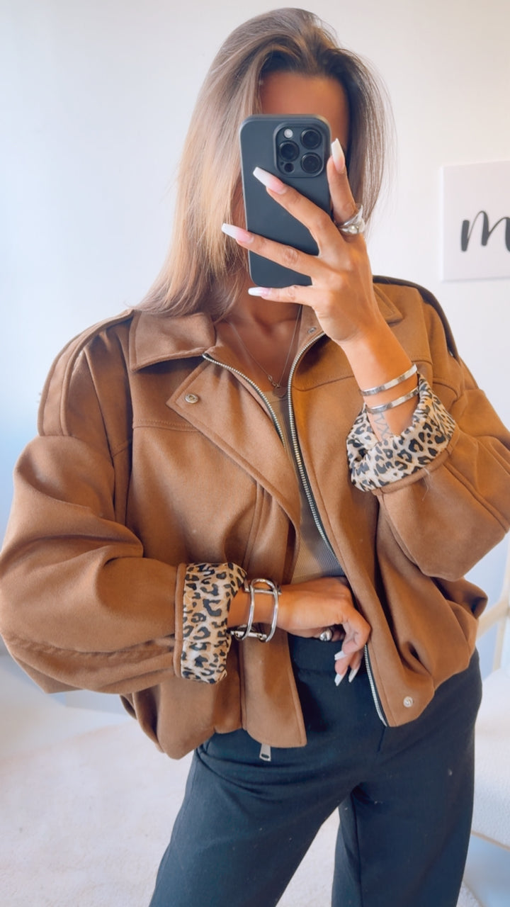 TREND Loose Fit Jacke in Velours Optik, Leo Akzente / Camel Art. 12910