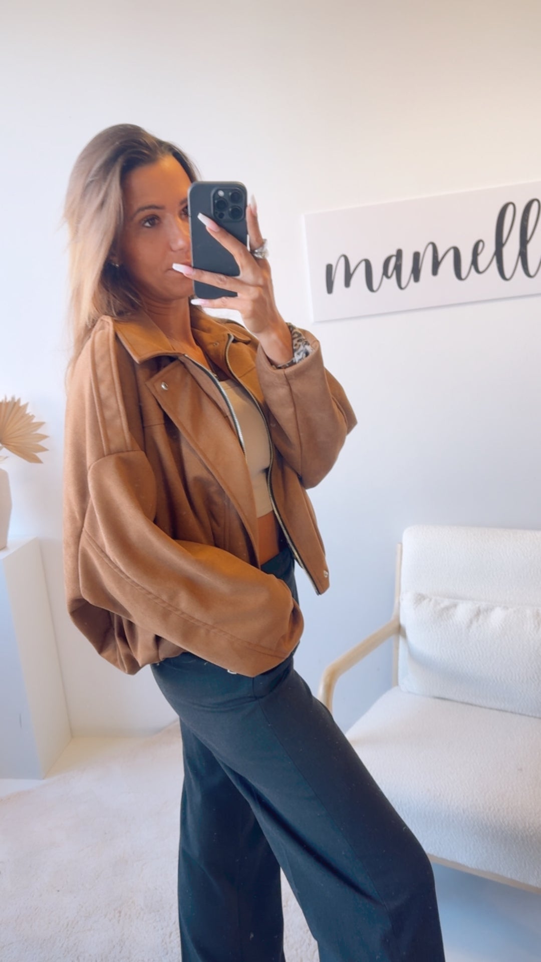 TREND Loose Fit Jacke in Velours Optik, Leo Akzente / Camel Art. 12910