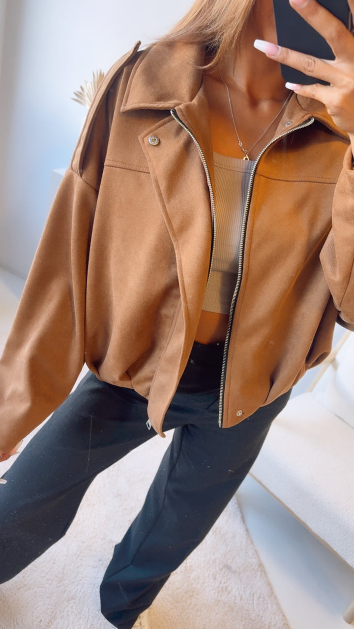 TREND Loose Fit Jacke in Velours Optik, Leo Akzente / Camel Art. 12910