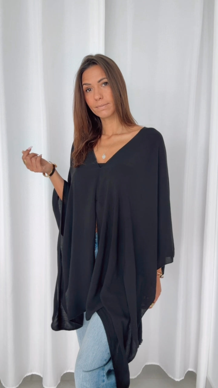 Multi Style Krepp Oberteil mit Bandeau Top / schwarz Art. 14606