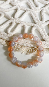 Armband mit größeren Perlen / blau - apricot  Art. 7277
