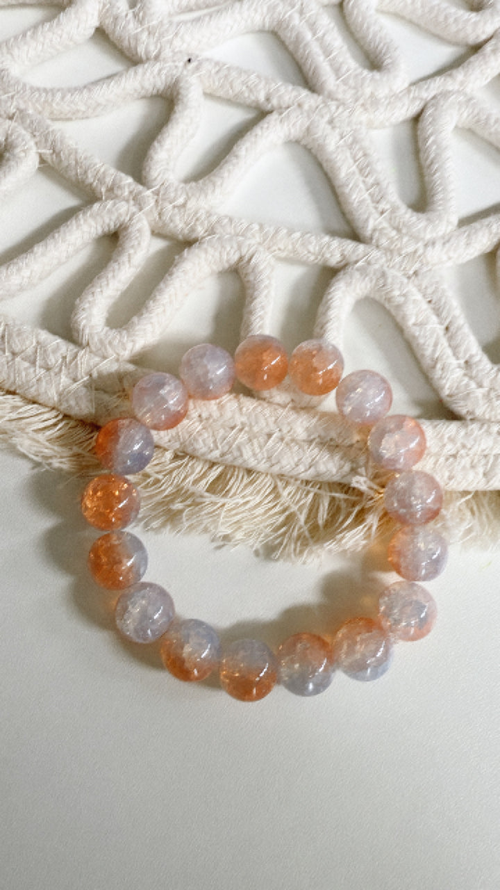Armband mit größeren Perlen / blau - apricot  Art. 7277
