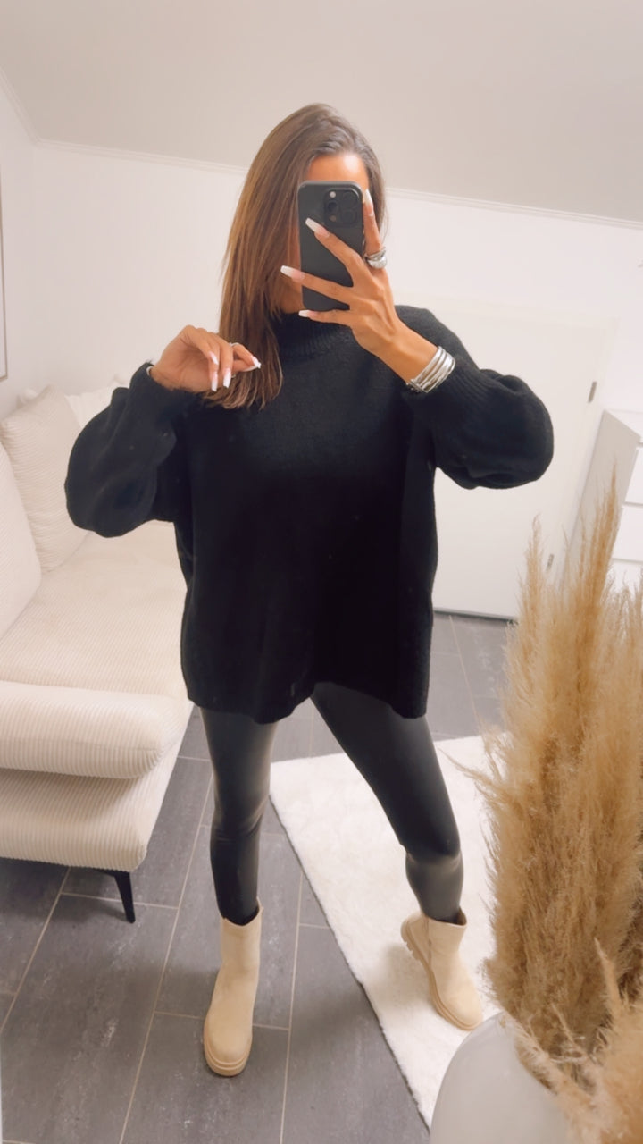 wollfreier Oversize Pullover / schwarz Art. 12895