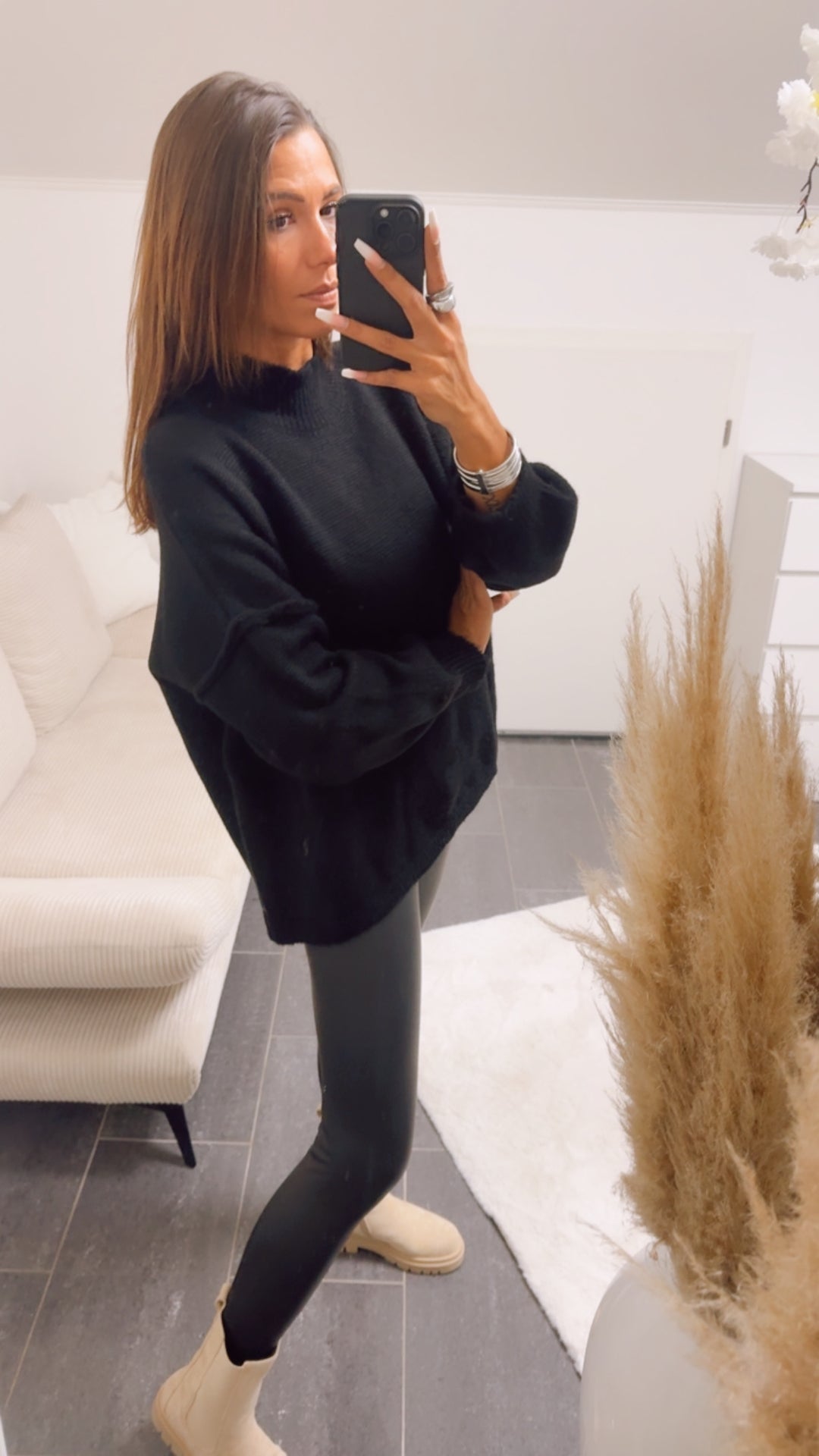 wollfreier Oversize Pullover / schwarz Art. 12895