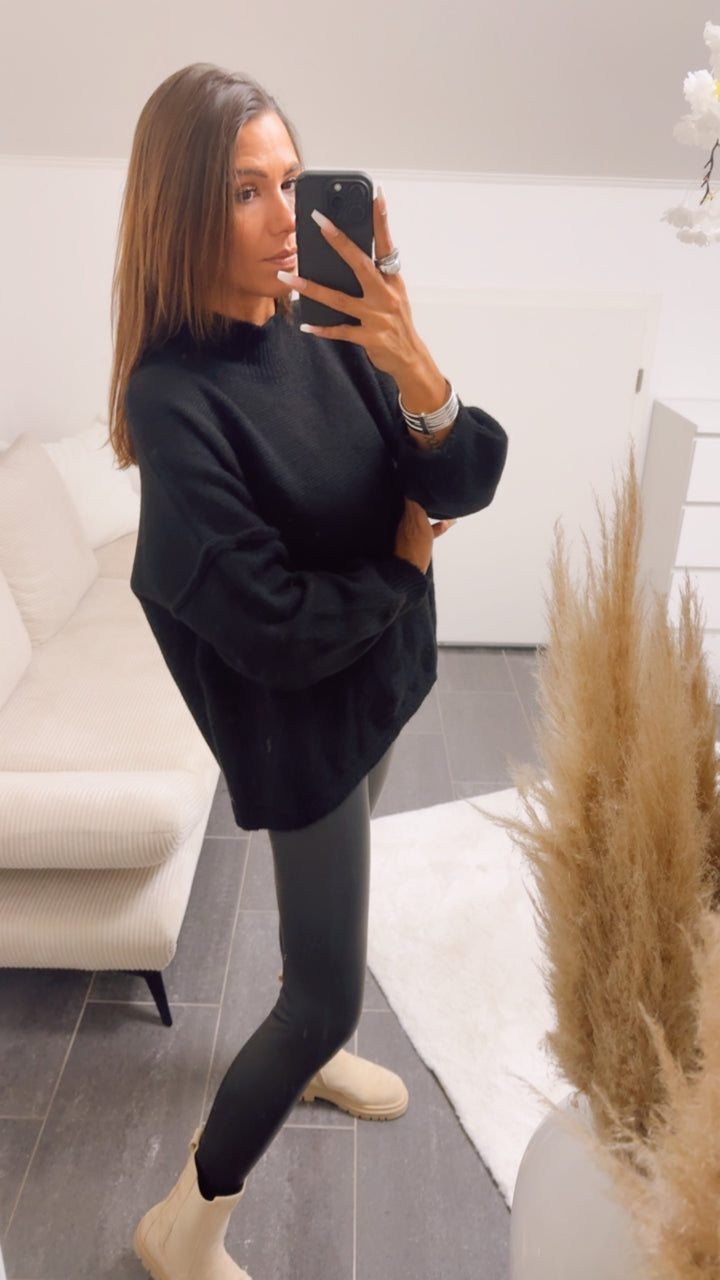 wollfreier Oversize Pullover / schwarz Art. 12895