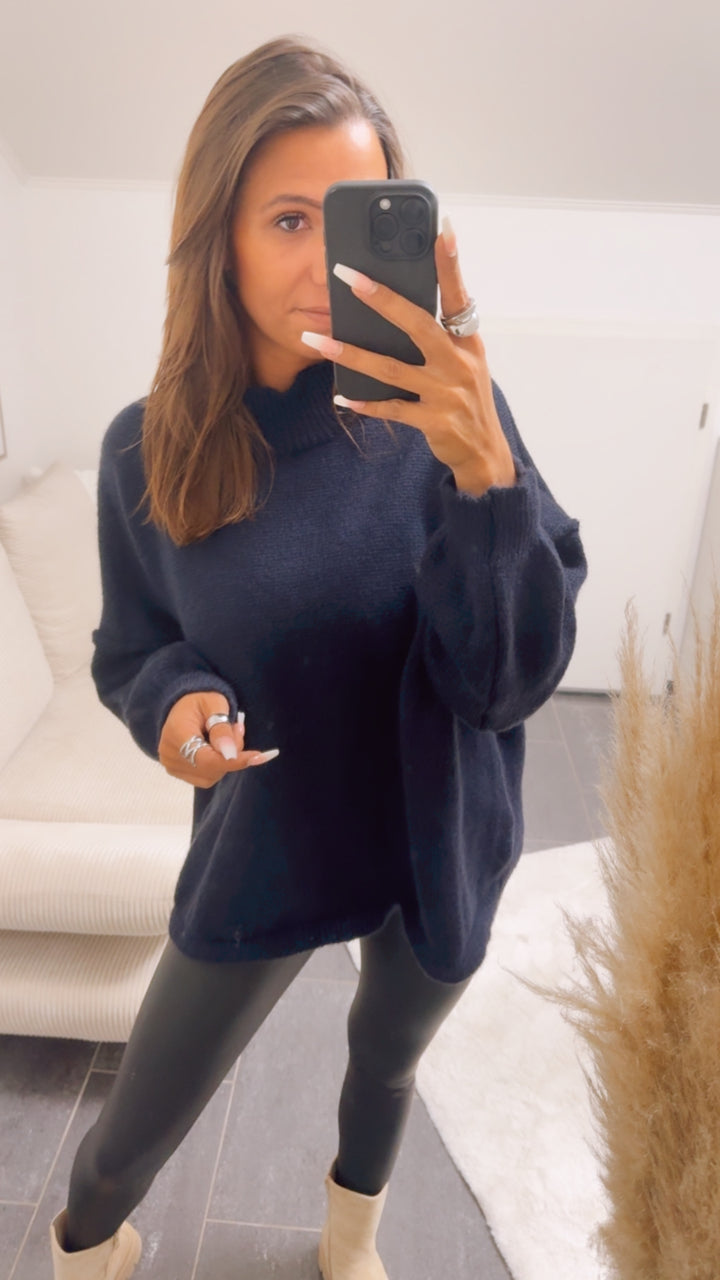 wollfreier Oversize Pullover / marine Blau Art. 12892