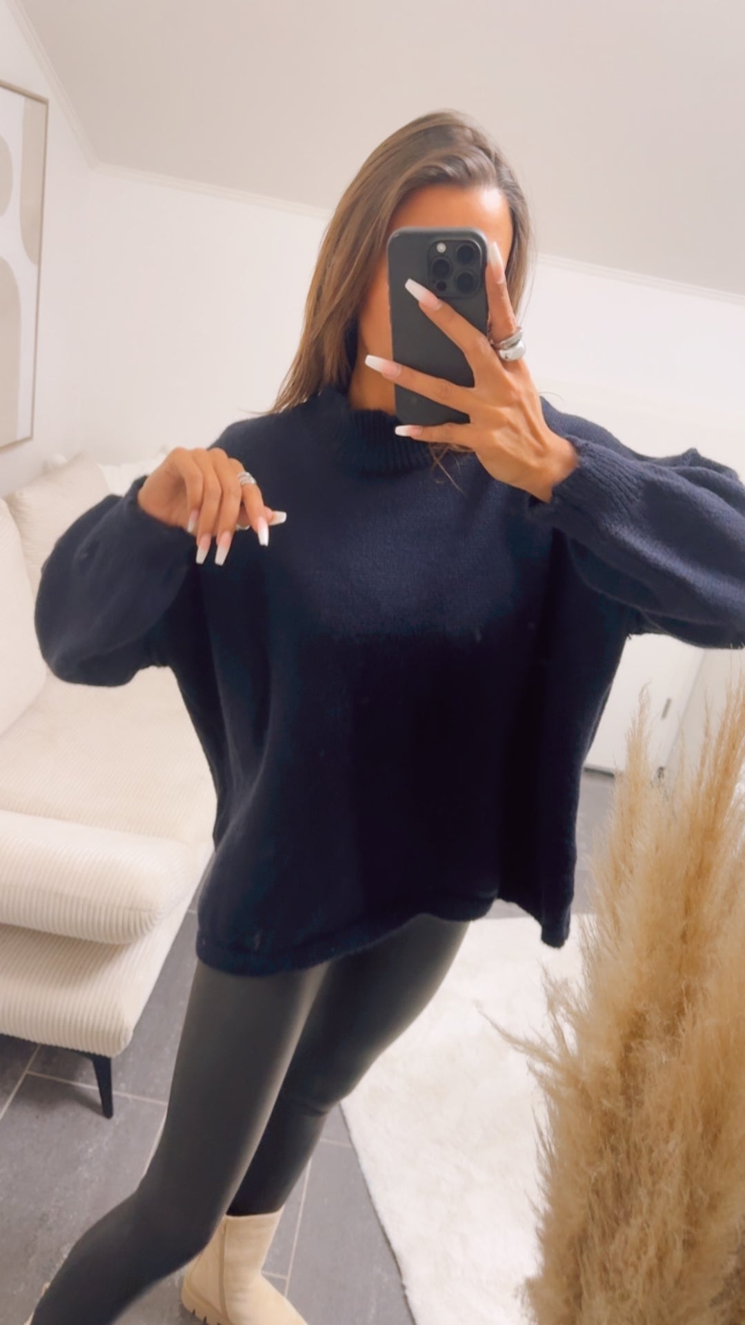 wollfreier Oversize Pullover / marine Blau Art. 12892