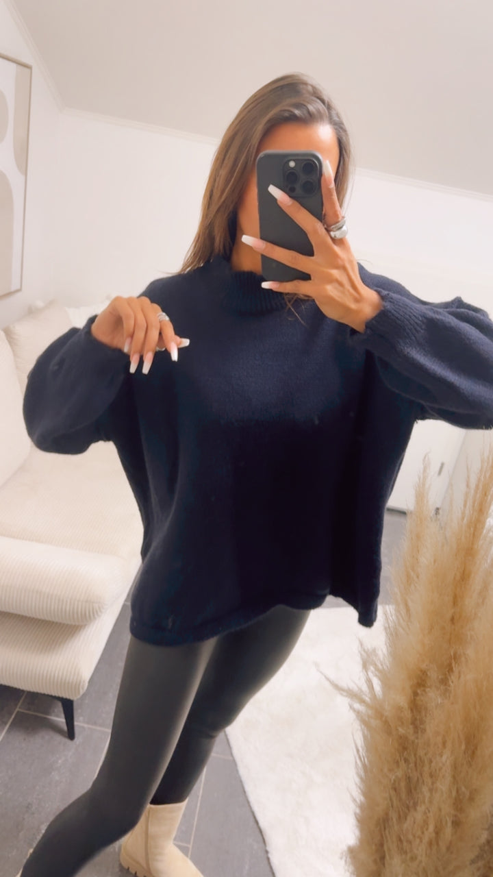 wollfreier Oversize Pullover / marine Blau Art. 12892