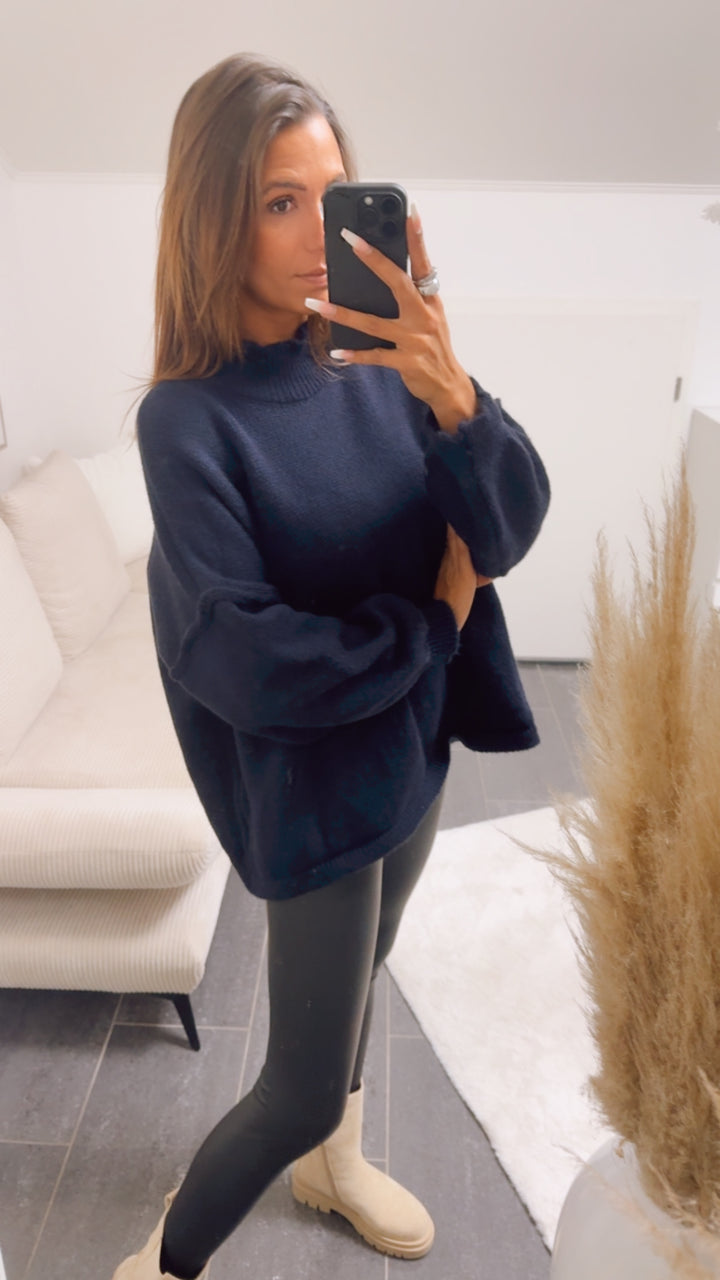 wollfreier Oversize Pullover / marine Blau Art. 12892