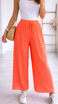 Hose Plissee / neon Koralle  Art. 9269