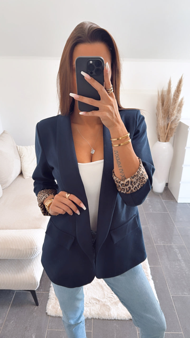 weicher Blazer mit Leo Akzenten / dunkel blau Art. 8576