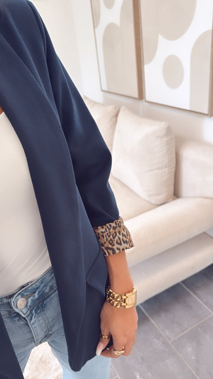 weicher Blazer mit Leo Akzenten / dunkel blau Art. 8576