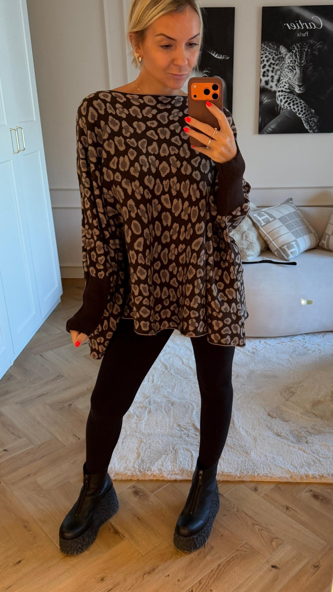 LEO ultra weicher Pullover mit Fledermausärmeln / schoko braun - light taupe Art. 12900