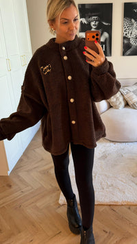 TEDDY Jacke mit golden Knöpfen, Leo Herz / schoko braun Art. 12881