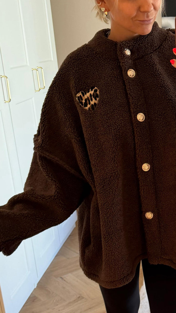 TEDDY Jacke mit golden Knöpfen, Leo Herz / schoko braun Art. 12881