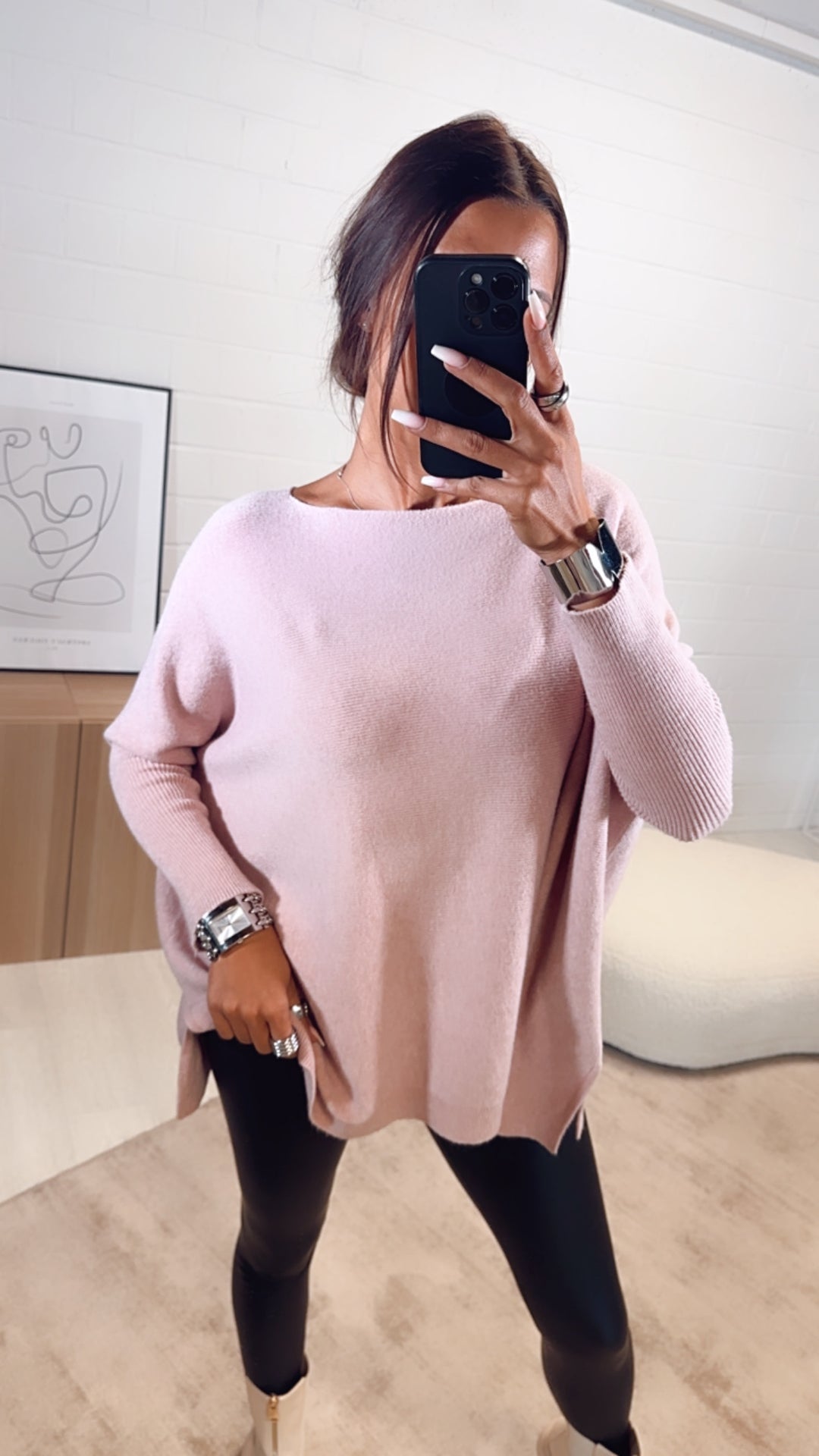 ultra weicher Pullover mit Fledermausärmeln / zart rosa Art. 7459