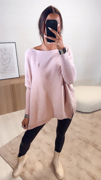 ultra weicher Pullover mit Fledermausärmeln / zart rosa Art. 7459