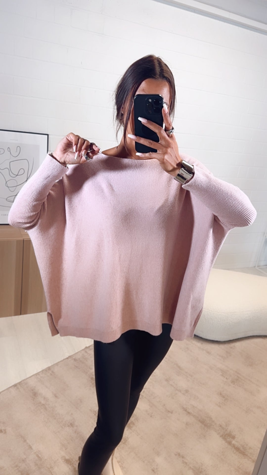 ultra weicher Pullover mit Fledermausärmeln / zart rosa Art. 7459