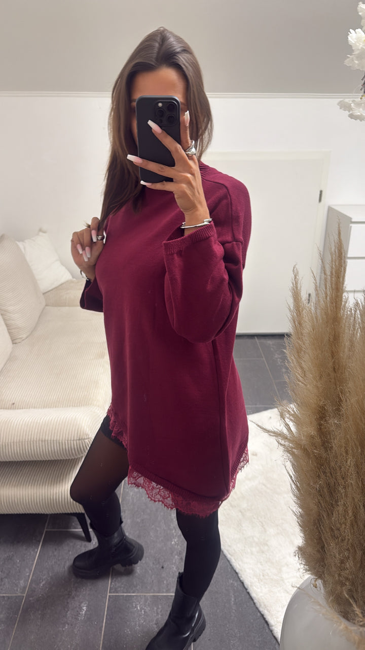 SPITZE asymmetrischer Pullover / bordeaux rot Art. 13031