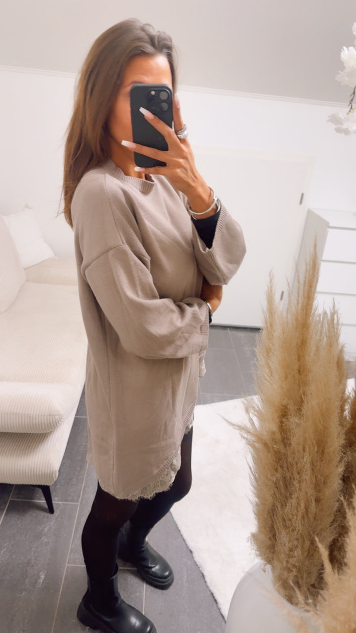 SPITZE asymmetrischer Pullover / light taupe Art. 13027