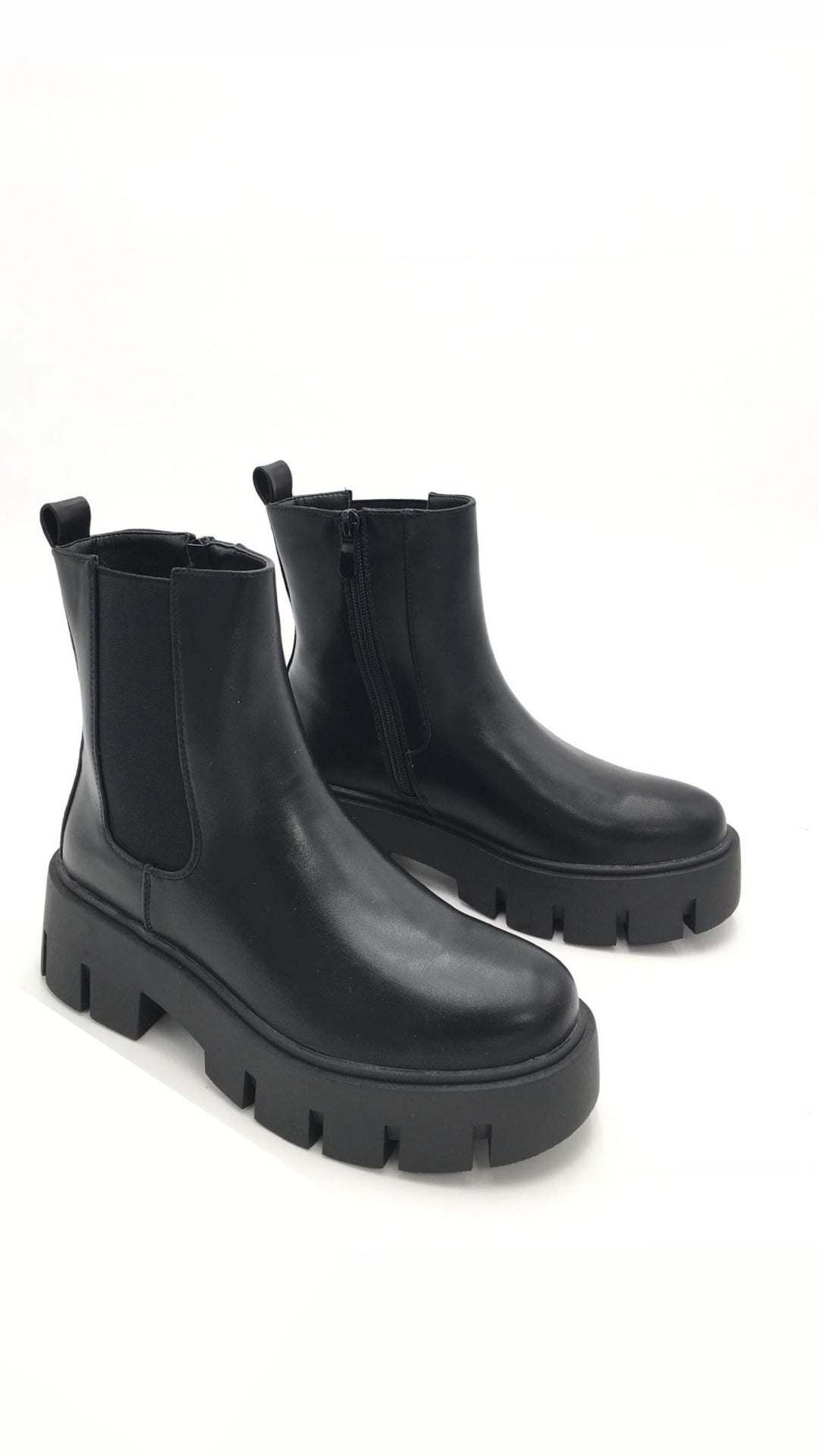 Glatt Lederimitat Chelsea Boots " A-938 " / schwarz Art. 13041