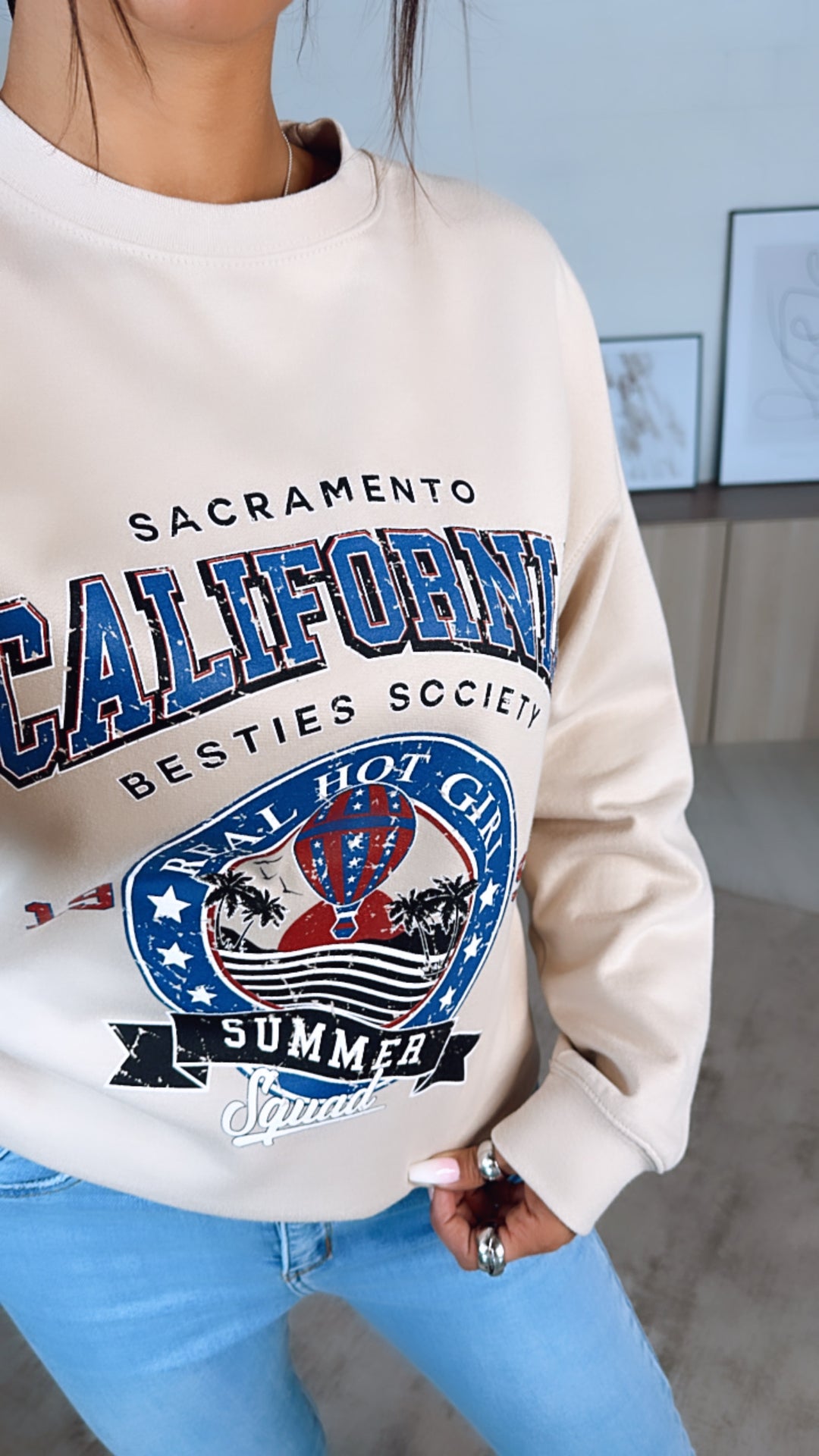 oversize Pullover "California Summer Squad" / beige Art. 6230