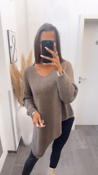 asymmetrischer Pullover / braun Art. 7499