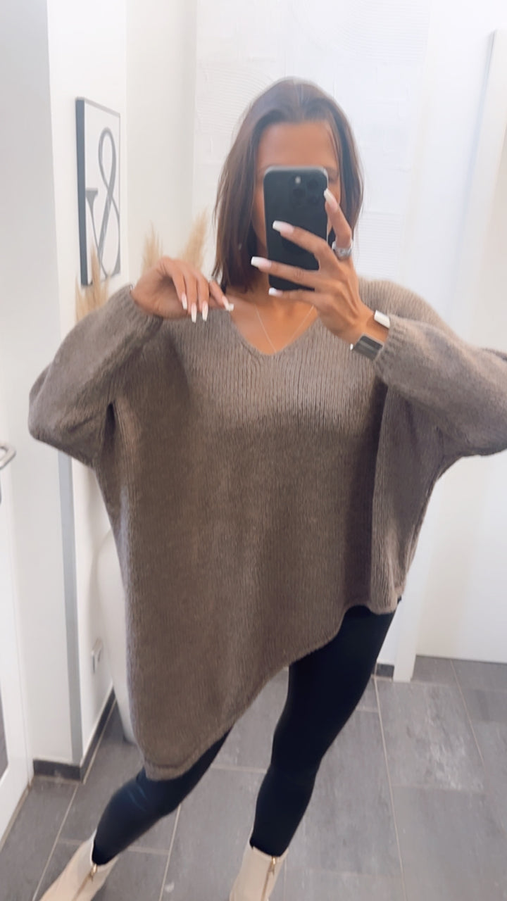 asymmetrischer Pullover / braun Art. 7499