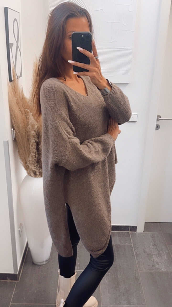 asymmetrischer Pullover / braun Art. 7499