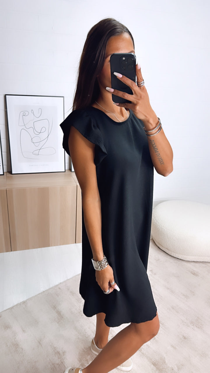 schlichtes Hängerchen / Kleid mit kurzen Ärmeln / schwarz Art. 6236