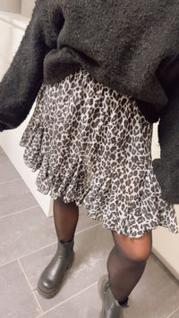 LEO leichter Rock mit Volant / grau - schwarz Art. 8051