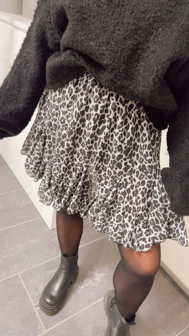 LEO leichter Rock mit Volant / grau - schwarz Art. 8051