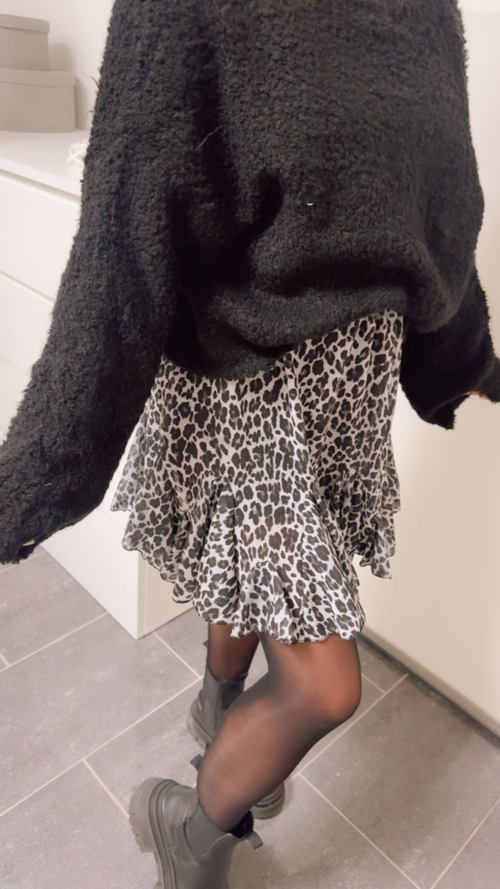 LEO leichter Rock mit Volant / grau - schwarz Art. 8051