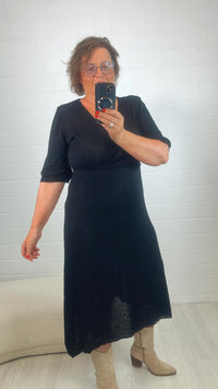 Baumwoll Kleid mit kurzen Armen / schwarz Art. 10195