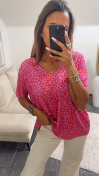 LEO T-shirt Oberteil mit V-Ausschnitt / pink - orange  - magenta  Art. 14662