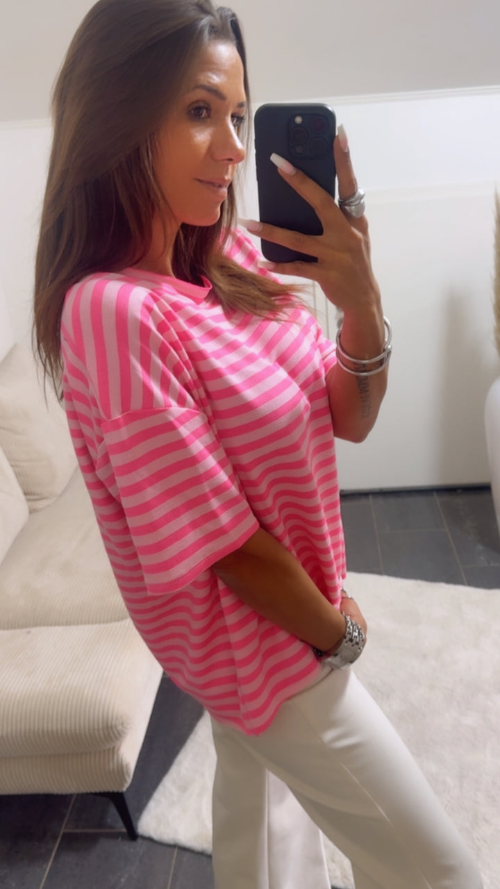 STREIFEN Oversize T-Shirt / rosa - pink Art.14652