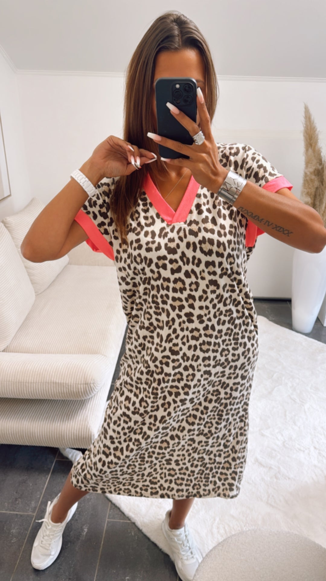 LEO hell  (Maxi-) T-shirt Kleid / leo - pink Art. 10211