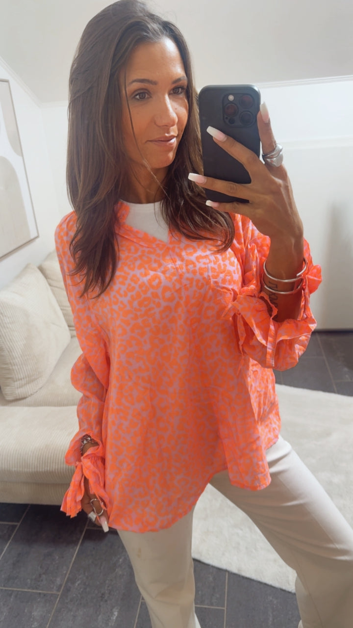 LEO transparente, leichte Bluse / rosa - soft orange Art. 14641