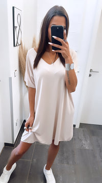 T-shirt Kleid mit V-Ausschnitt / beige Art. 6283