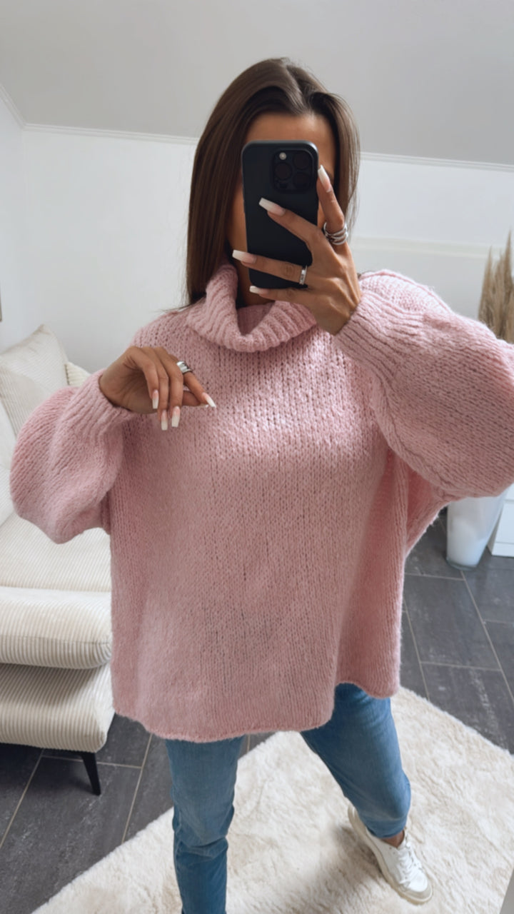 Kuschel Rollkragen Pullover / rosa Art. 8697