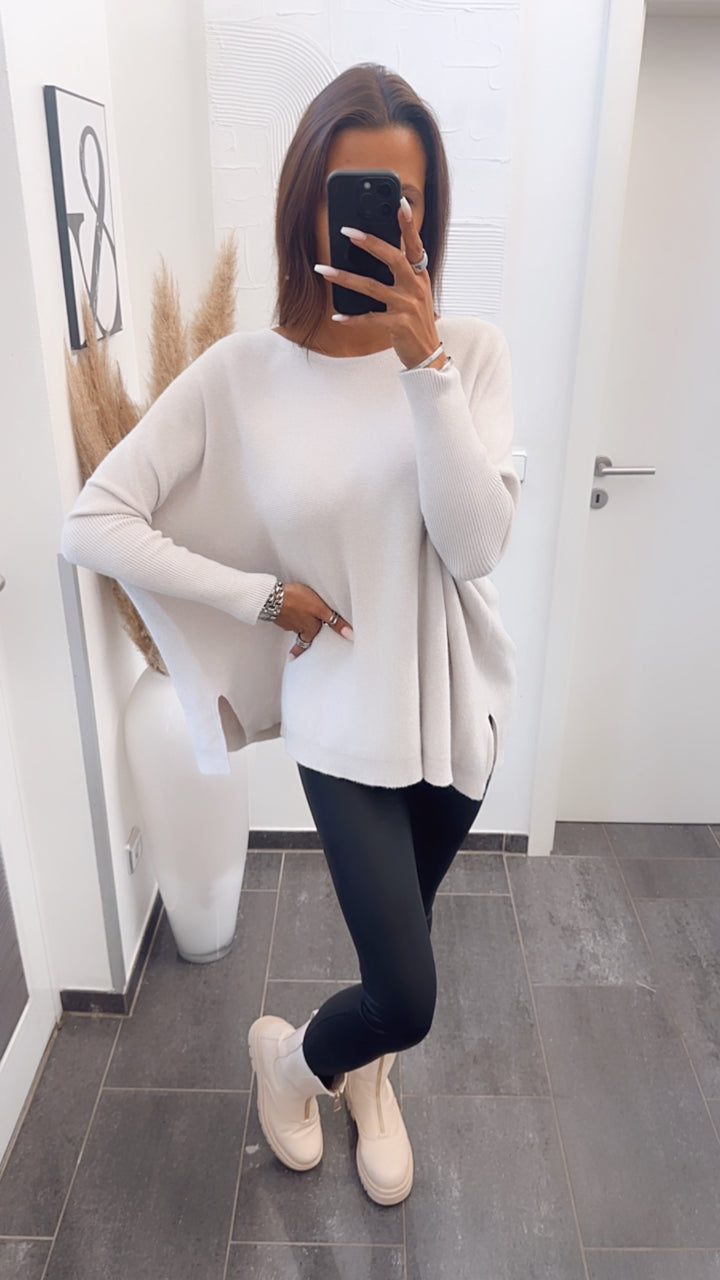 Variante ultra weicher Pullover mit Fledermausärmeln / wollweiss Art. 7454