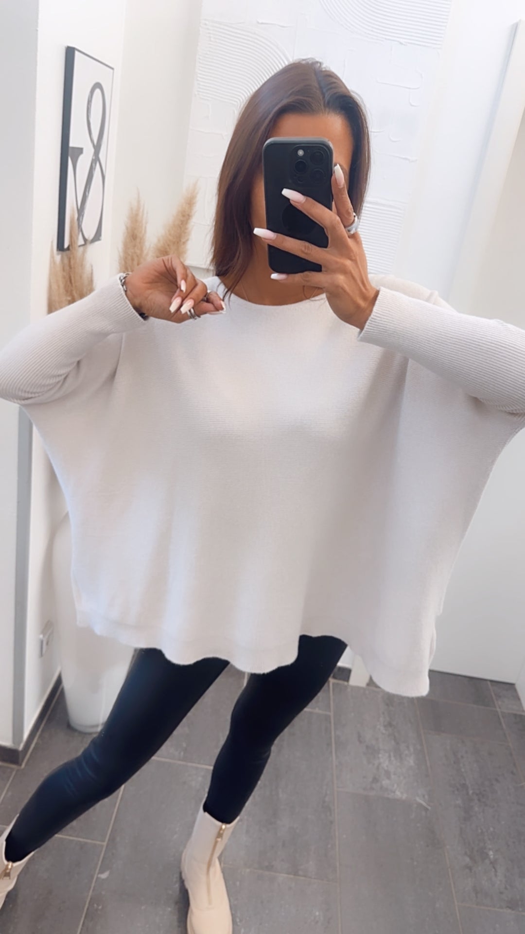 Variante ultra weicher Pullover mit Fledermausärmeln / wollweiss Art. 7454