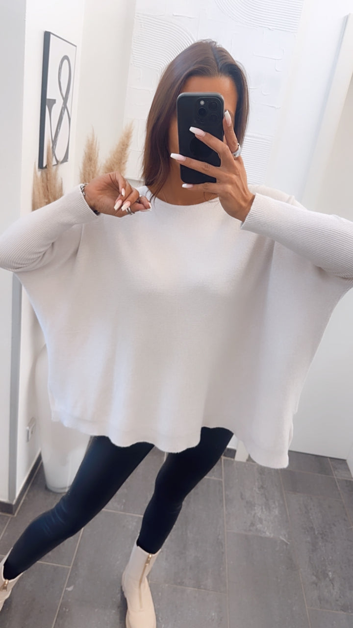 Variante ultra weicher Pullover mit Fledermausärmeln / wollweiss Art. 7454